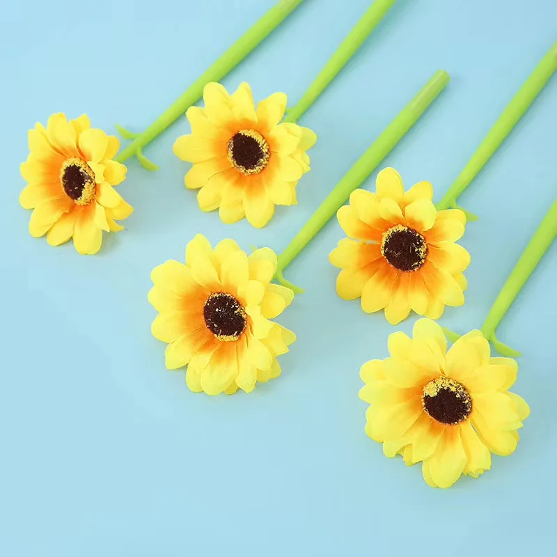 

16PCS Korean Version of The Sunflower Silica Gel Pen Creative Simulation Chrysanthemum Sunflower Soft Pen Stationery