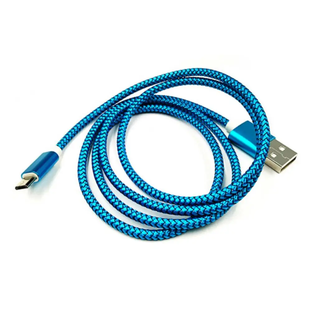 1m Nylon Braided Micro USB Phone Charging Cable Data Transfer Cord for Android Microphone Accessories