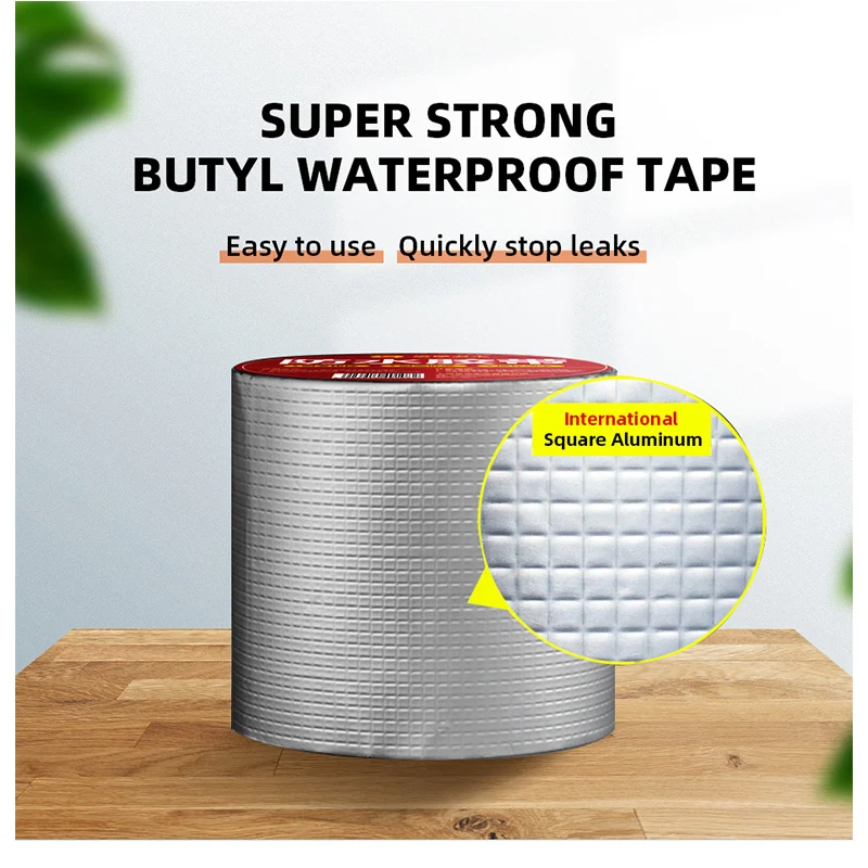 Aluminum Foil Butyl Rubber Tape High Temperature Resistance Waterproof Tape Roof Pipe Repair Stop Leak Sticker 3-10M