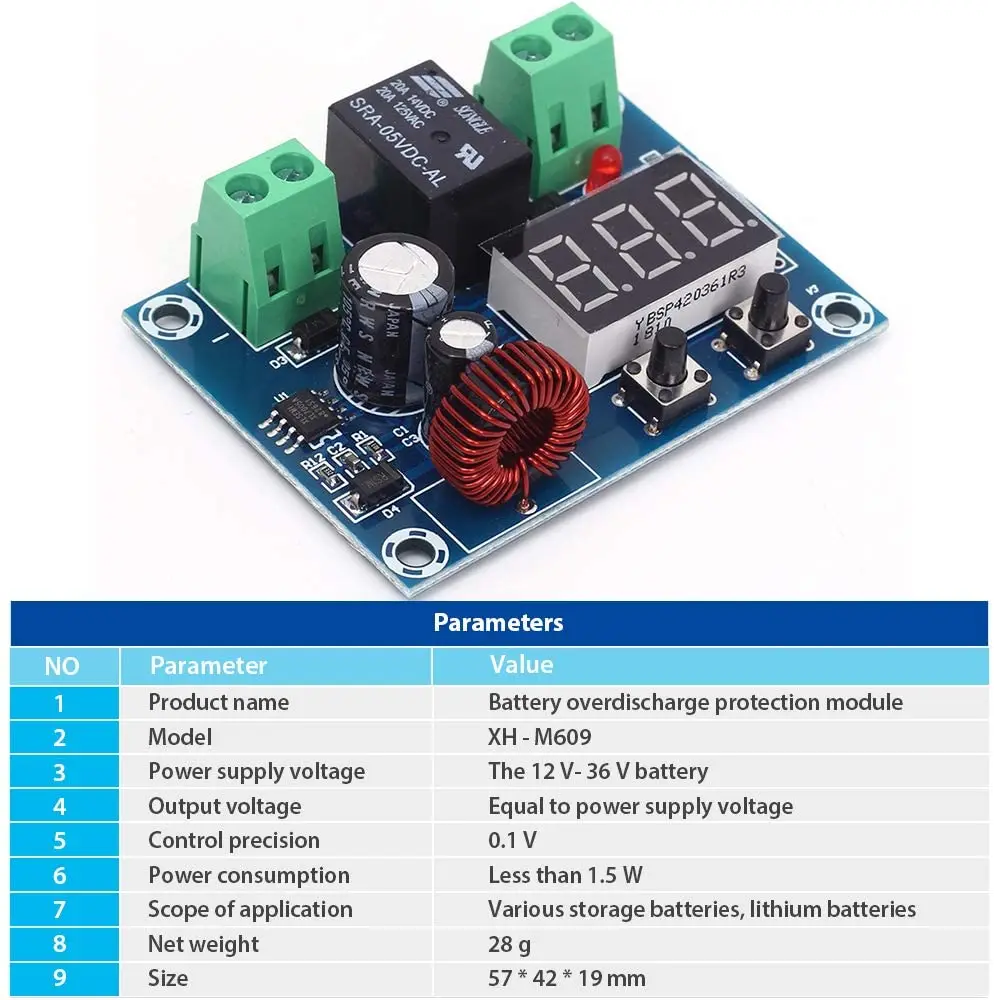 Digital Low Voltage Protector Disconnect Switch Over Discharge Protection Module for 12-36V Lead Acid Lithium Battery