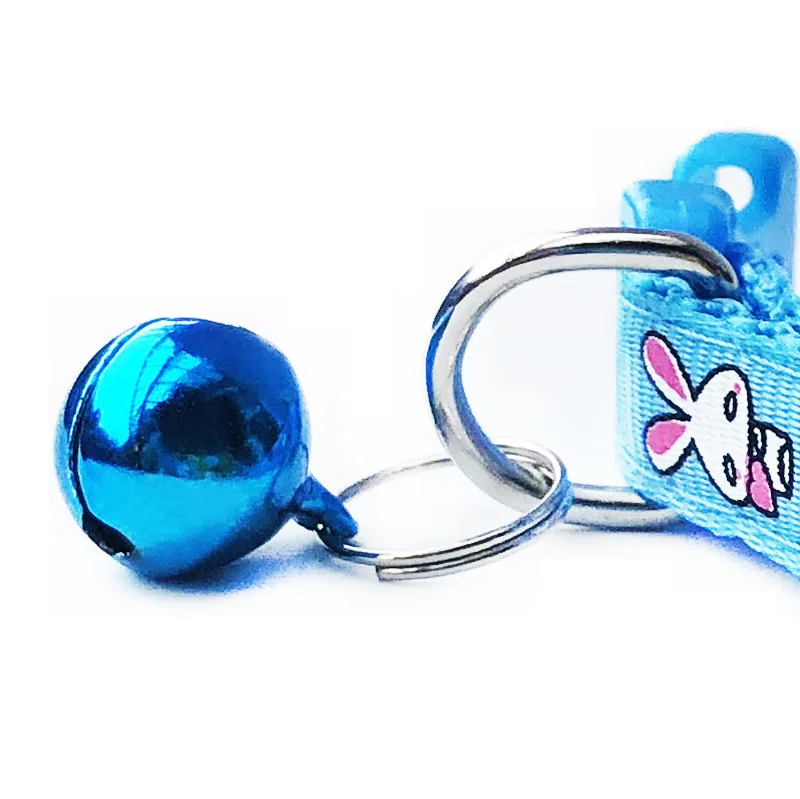 Pet Cat Dog Collar Adjustable Safety Buckle Plaid Rabbit fishbone Printed Cat Collar With Bell Kitten Puppy Accessories Supplies
