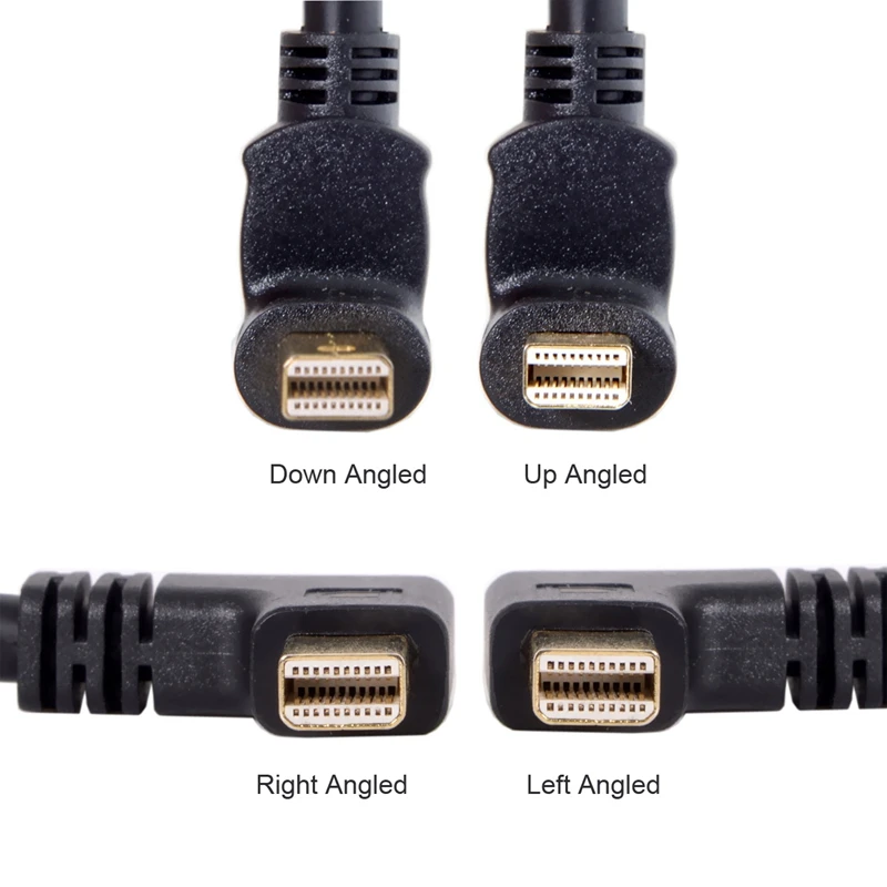90 Degree Right Left Up Down Angled cable Mini DP DisplayPort  to DisplayPort Female Cable for Displays Monitors 25cm cable