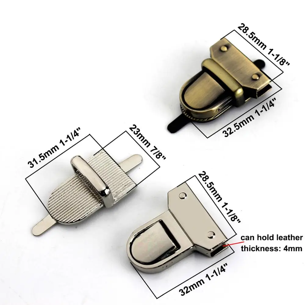 1pcs Metal Press Push Lock Tongue lock Bag Briefcase Spring Lock Snap Decorative Clasps Closure Leather Craft Hardware Accessory