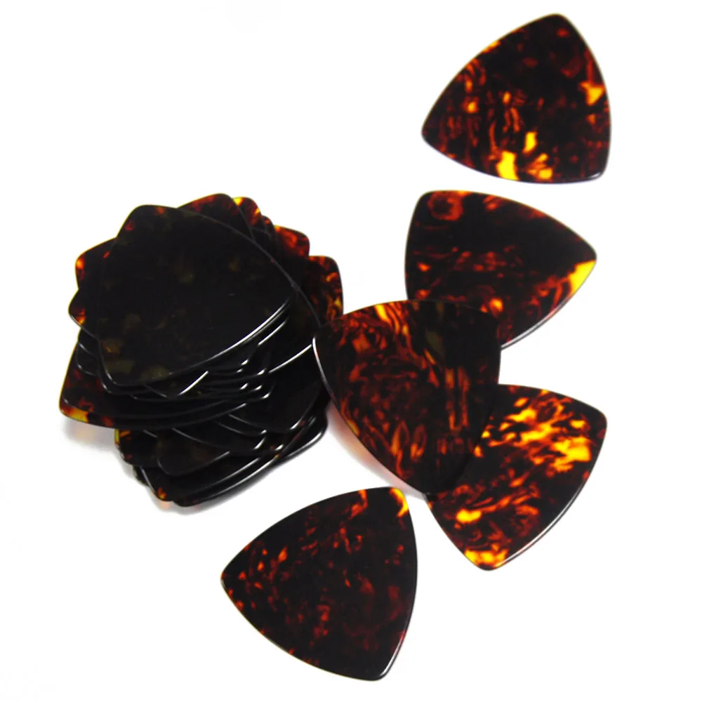 Lots of 50pcs 0.71mm 0.96mm Big Rounded Triangle Celluloid Guitar Picks Tortoise