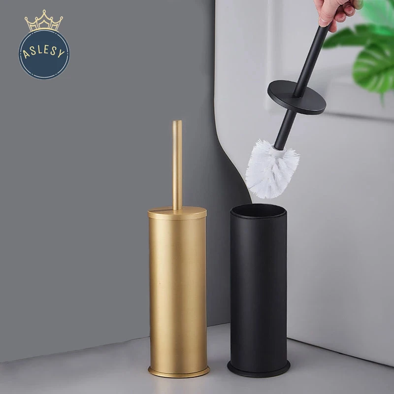 

Aslesy Bathroom Long Handle Toilet Brush Luxurious Aluminum Household Toilet Brush With Base Bathroom Accessories Cleaning Set