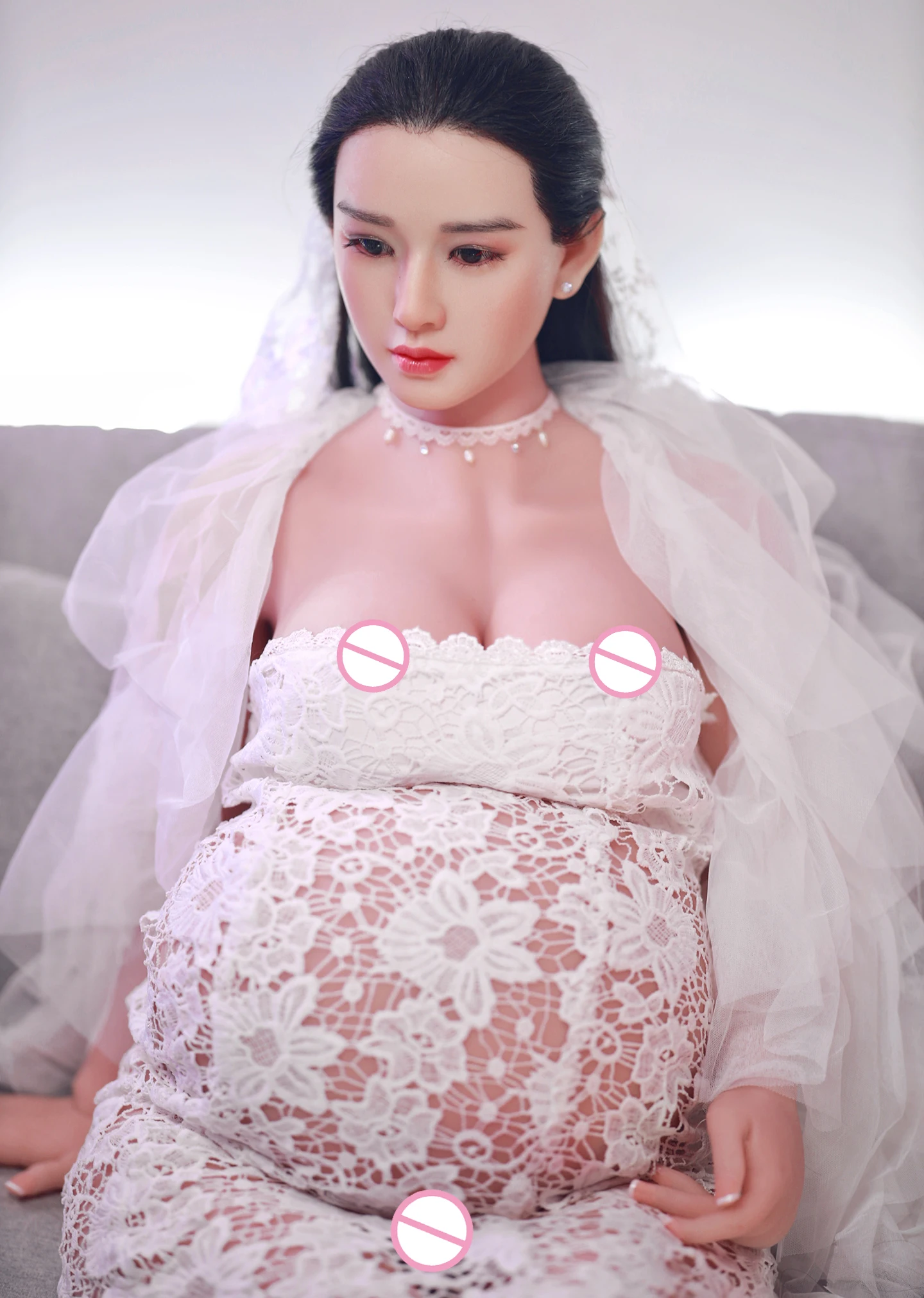 JYDOLL 160cm Pregnant Implanted Hair Silicone Head Sexy Doll With TPE Body TPE Sex Big Breasts Mannequins