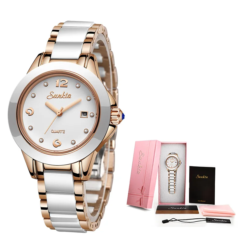 SUNKTA Fashion Women Watches Rose Gold Ladies Bracelet Watches Reloj Mujer 2023 New Creative Waterproof Quartz Watches For Women