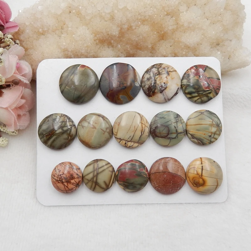 Natural 14 PCS Of Multi-Color Picasso Jasper Semi-precious stones Jewelry accessories Cabochon for Necklace 21x4mm15x6mm36.8g