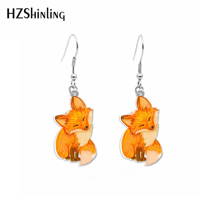 2021 nowy czerwony lis dynda kolczyk zwierząt leśnych akrylowy haczyk kolczyk biżuteria epoksydowa kolczyki prezenty przyjaciele