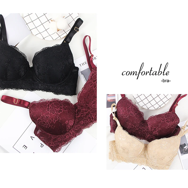 Lace Bralette Push Up Bra 85E 90E 85D 90D Big Size Brassiere Femme Intimates Sexy Underwire Floral Nylon Brasier Mujer BS4041