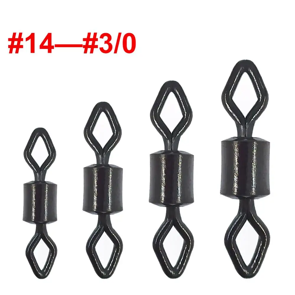 

100pcs/200pcs Swivels for Fishing Hooks #14-#3/0 Diamond Eye Rolling Swivel Stainless Steel Fishing Connector Carp Hook Swivel