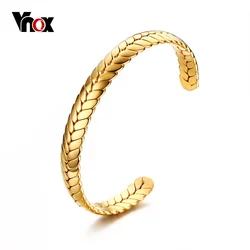 VNOX Wheat Design Cuff Bracelets Bangle for Women 8mm Gold Color Adjustable Jewelry