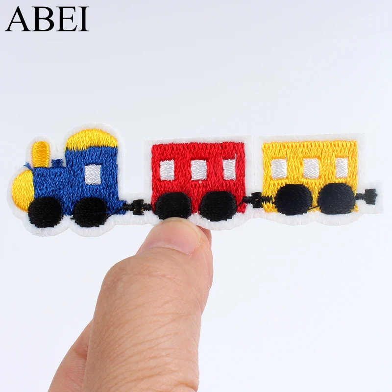 10pcs Cartoon Train Patches Embroidered Iron On Cute Stickers For Boy Kids Pants Shirts Bags Jeans Repair Clothes Suits Badge