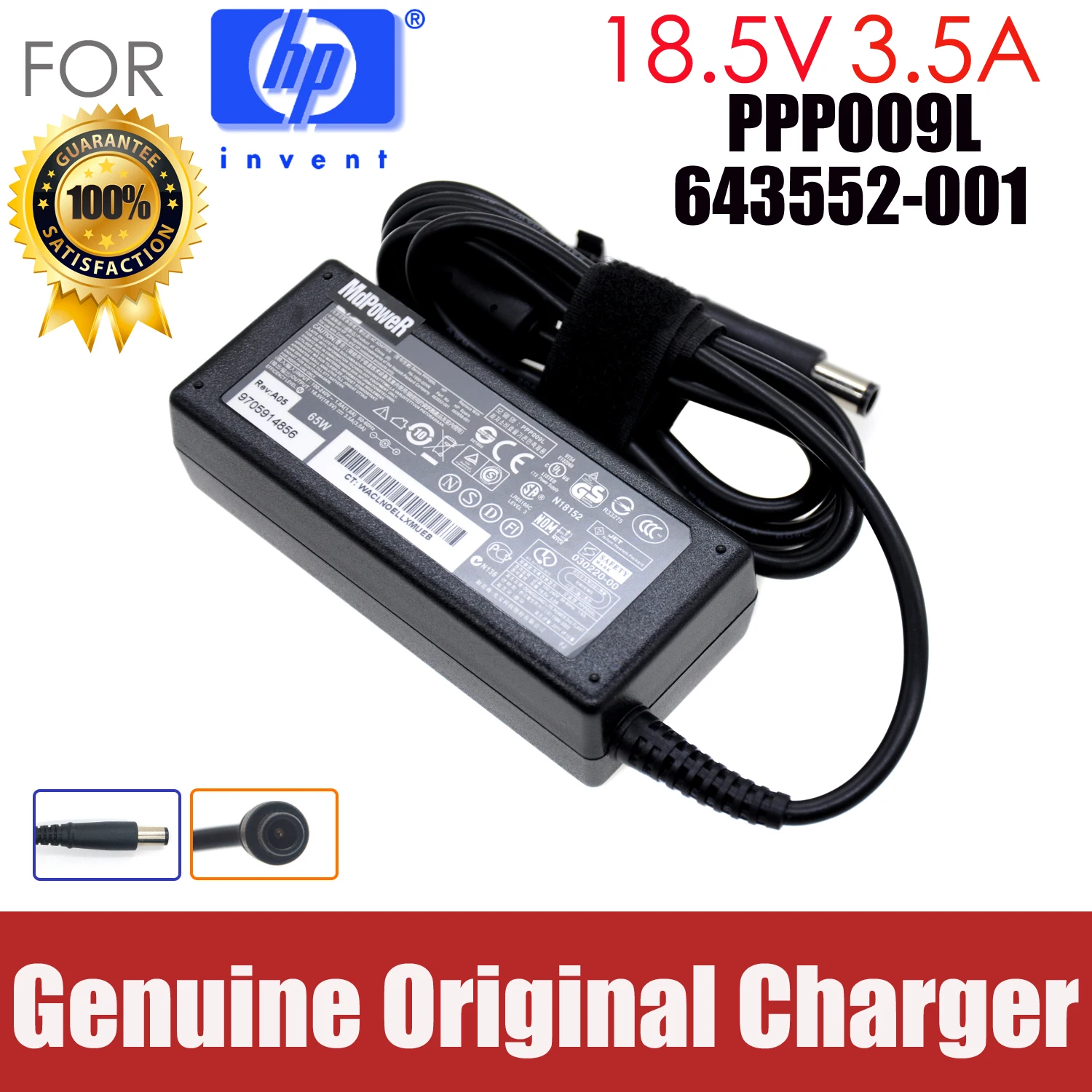 Original 18.5V 3.5A  AC adapter laptop charger For HP 2133 2710 2210B 2230S 2510p 2530p 2540p 2560p 2570p 2710p 2730p 2740p