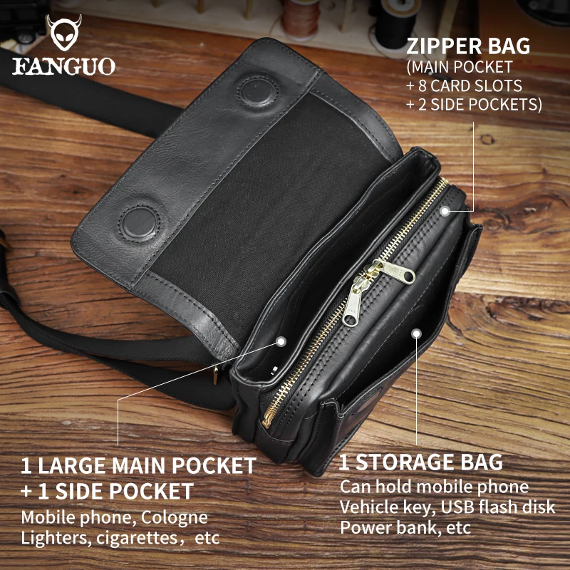 Genuine Leather Men\'s Chest Bag Vintage Cowhide Business Crossbody Shoulder Bag Portable Storage Male Messenger Bag For Travel