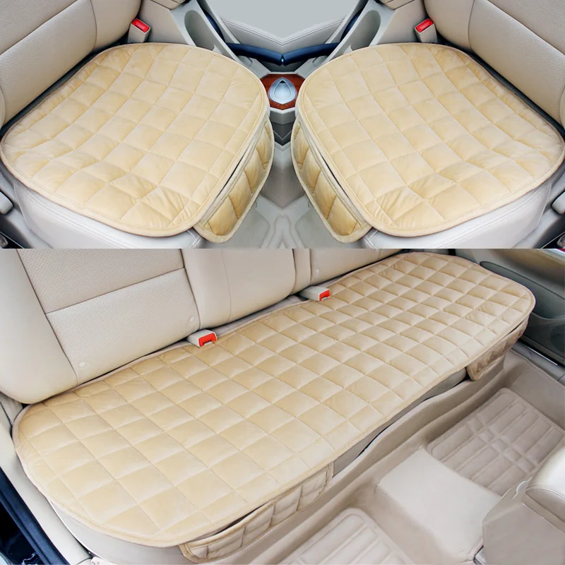 Flocking Cloth Car Seat Cover Warm Plush Front Rear Winter Auto Seat Cushion Car interiors For sedan SUV MPV