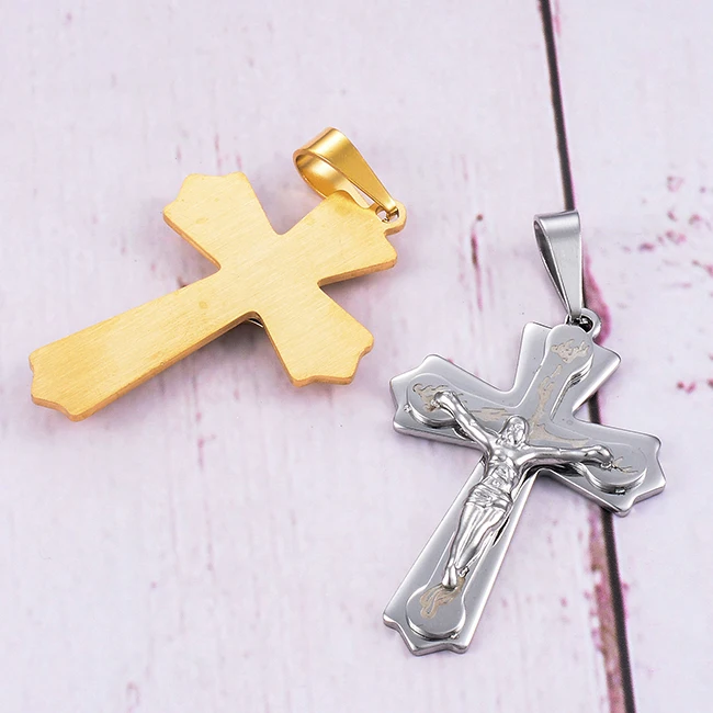 Religion Jesus Kruzifix Kreuz Edelstahl Heiliger St. Benedikt Anhänger Religiöser Schmuck Accessoires Weihnachtsgeschenk – Detail 4