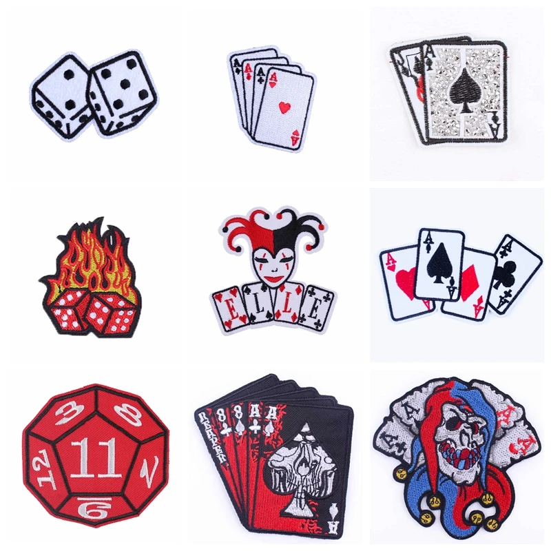 Iron On Patches DIY Poker Dice Patch On Clothes Embroidered Patches For Clothing Patch Sewing On Garment Apparel Accessories