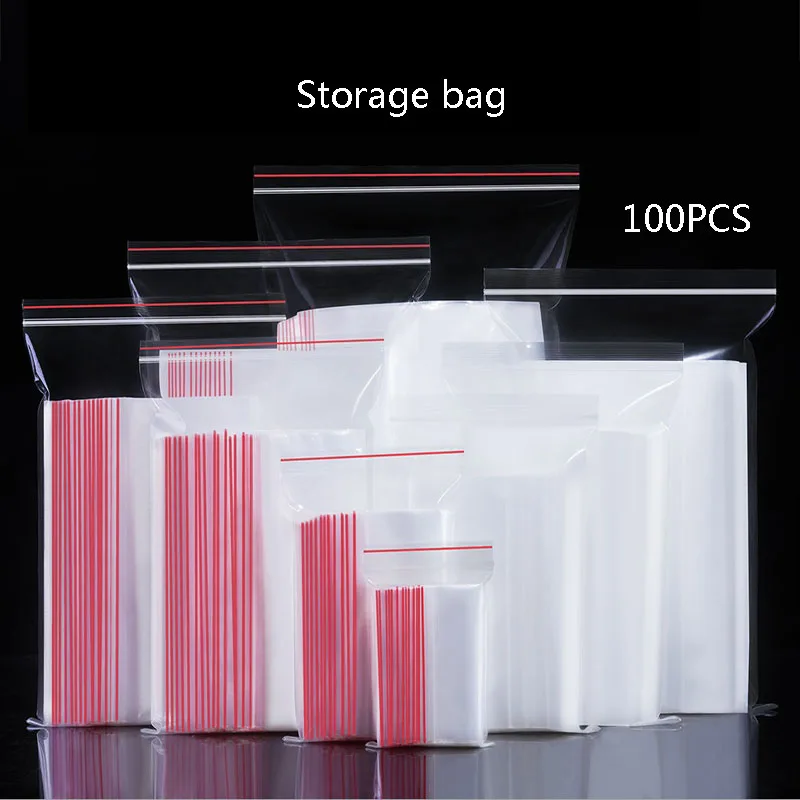 

Self-sealing bag transparent thick plastic sealed bag PE sample storage food bag size packaging bagTea Storage Bag Pu'er tea foo