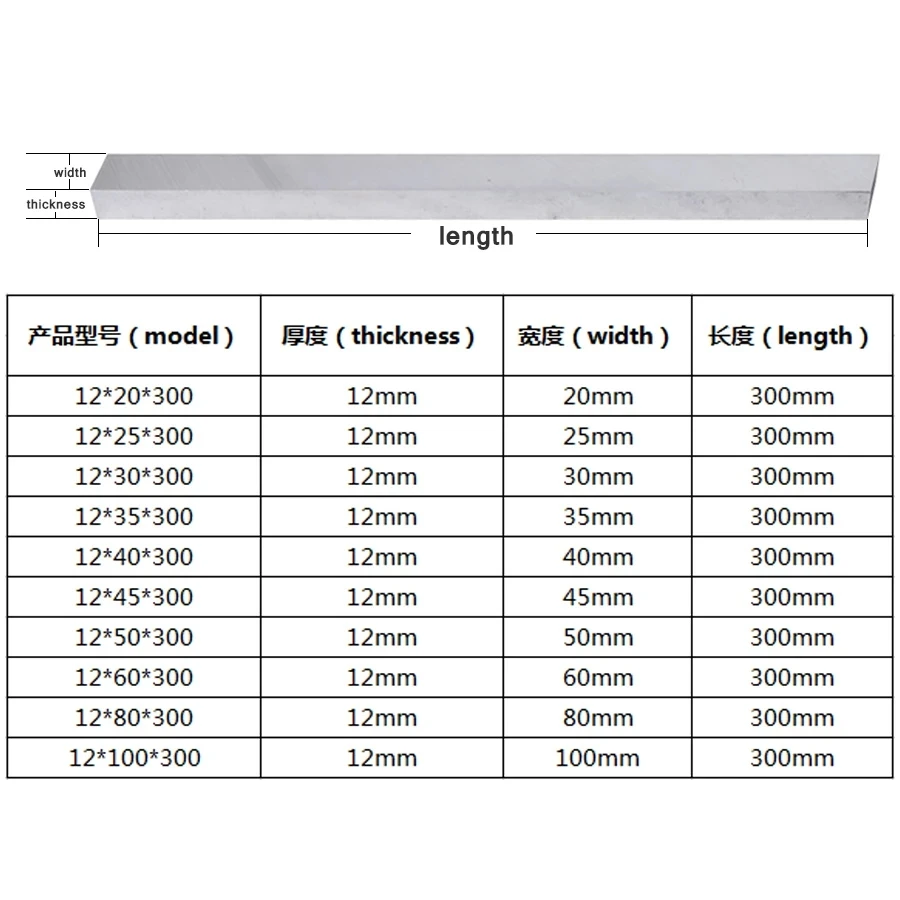 12x80x300 12x100x300 CNC Lathe Tool High-Speed Steel Knife Woodworking Flat Knife Strip Flat Steel Knife Blank CNC Turning Blade