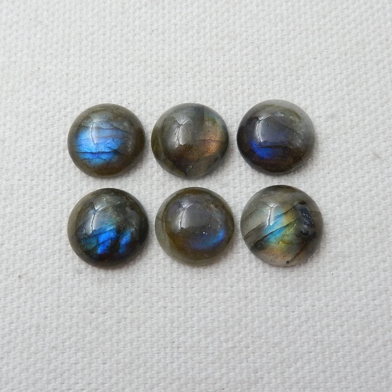 14mm/12mm/10mm Natural Labradorite Dome Flatback Round Cabochon DIY Jewelry Random Selection Of Brightnes Loose Bead