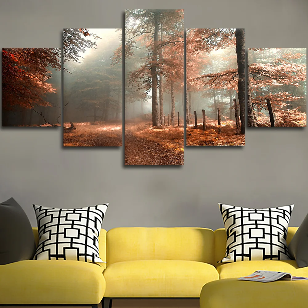 

Autumn Forest No Framed Modular Posters 5Pcs HD Canvas Wall Art Pictures Decoration Living Room Accessories Home Decor Paintings