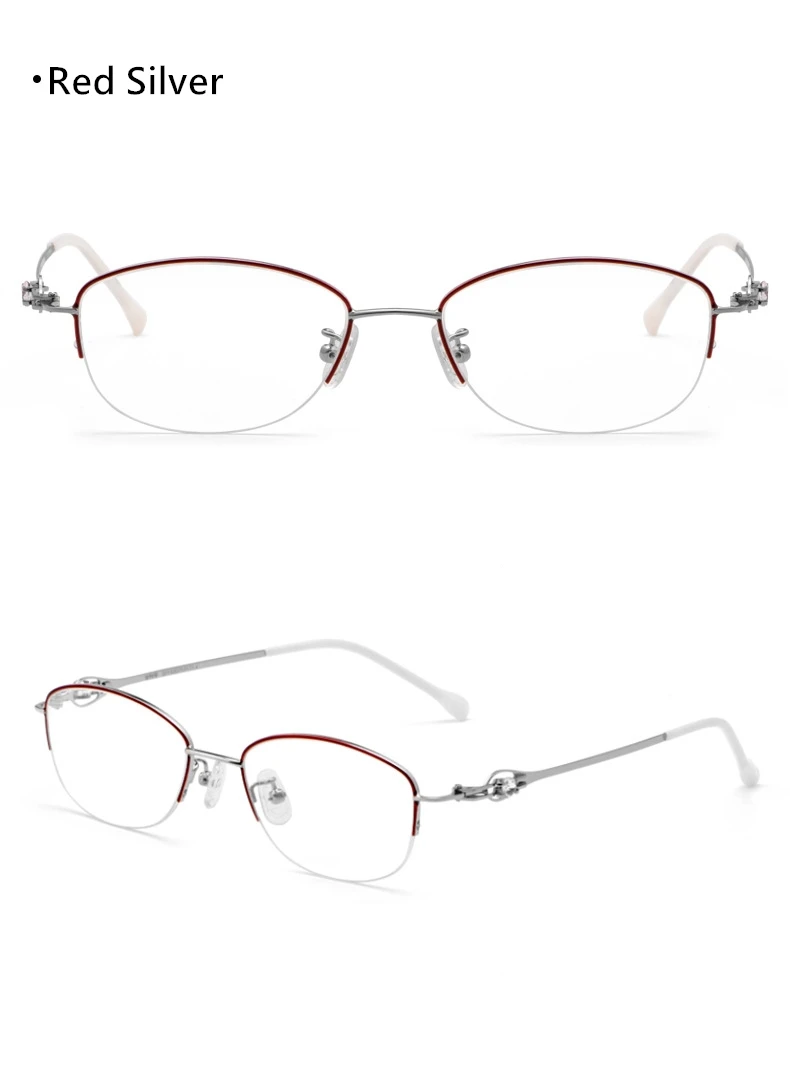 YIMARUILI Mode Ultra Licht Legierung Halb Rahmen Gläser Myopie Und Hyperopie Optische Brillen Rahmen Frauen 8020Z – Detail 10