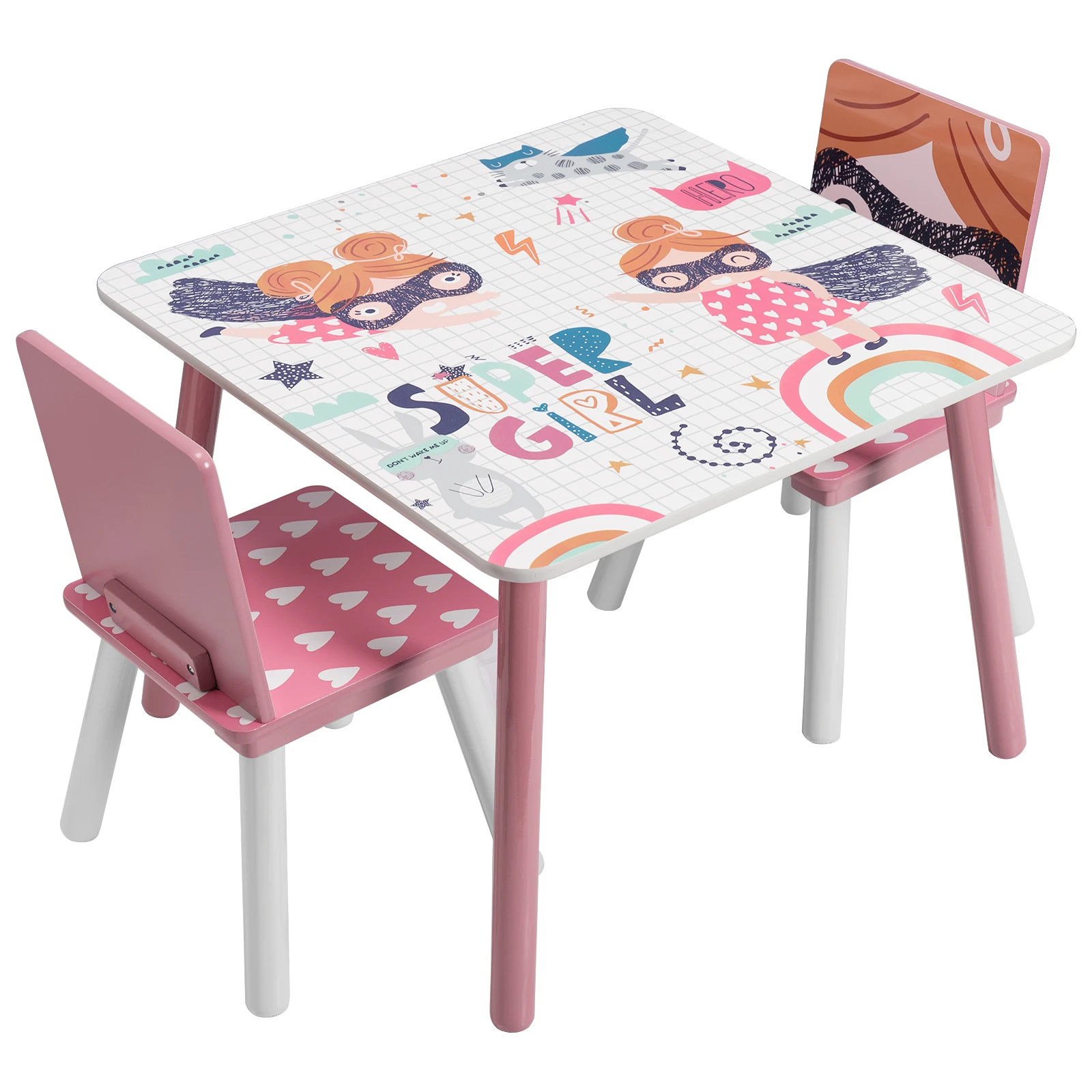 Juego de muebles para niños, 1 mesa para niños, 2 sillas, mesa de juego de juguete bonita, escritorio para niños, mesa de aprendizaje para bebés,