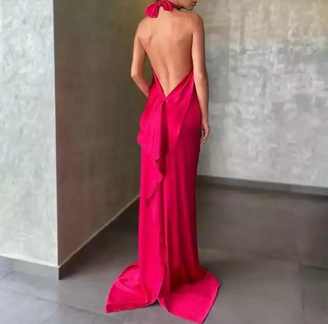 Lorie Halter Mermaid Avondjurken 2021 Sexy Backless Eenvoudige Vestidos De Festa Formele Prom Gown Hot Roze Celebrity Party Jurk