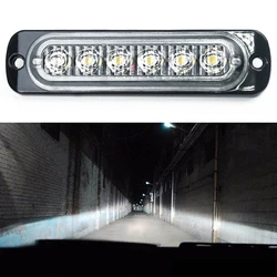 12W 6 LED Car Work Light Strobe Warning Lights High Bright Emergency Driving Fog Lamp For Auto Boat Truck ATV 12V