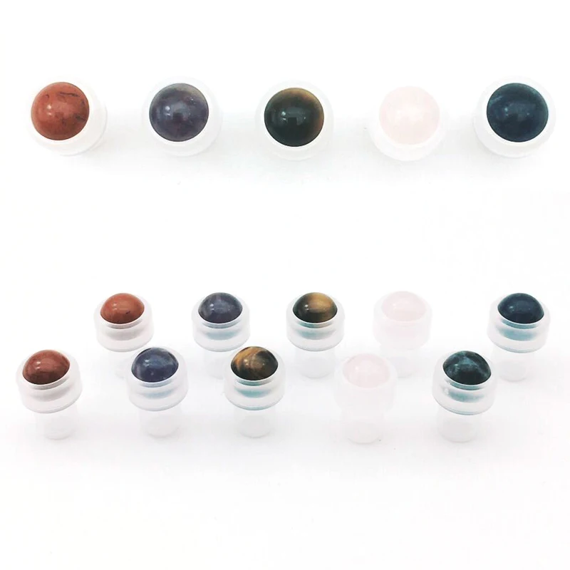 

Natural Gemstone Roller Ball Fit thin 1ml 2ml 3ml 5ml Perfume Essential Oil Roller On Glass Bottle X 50