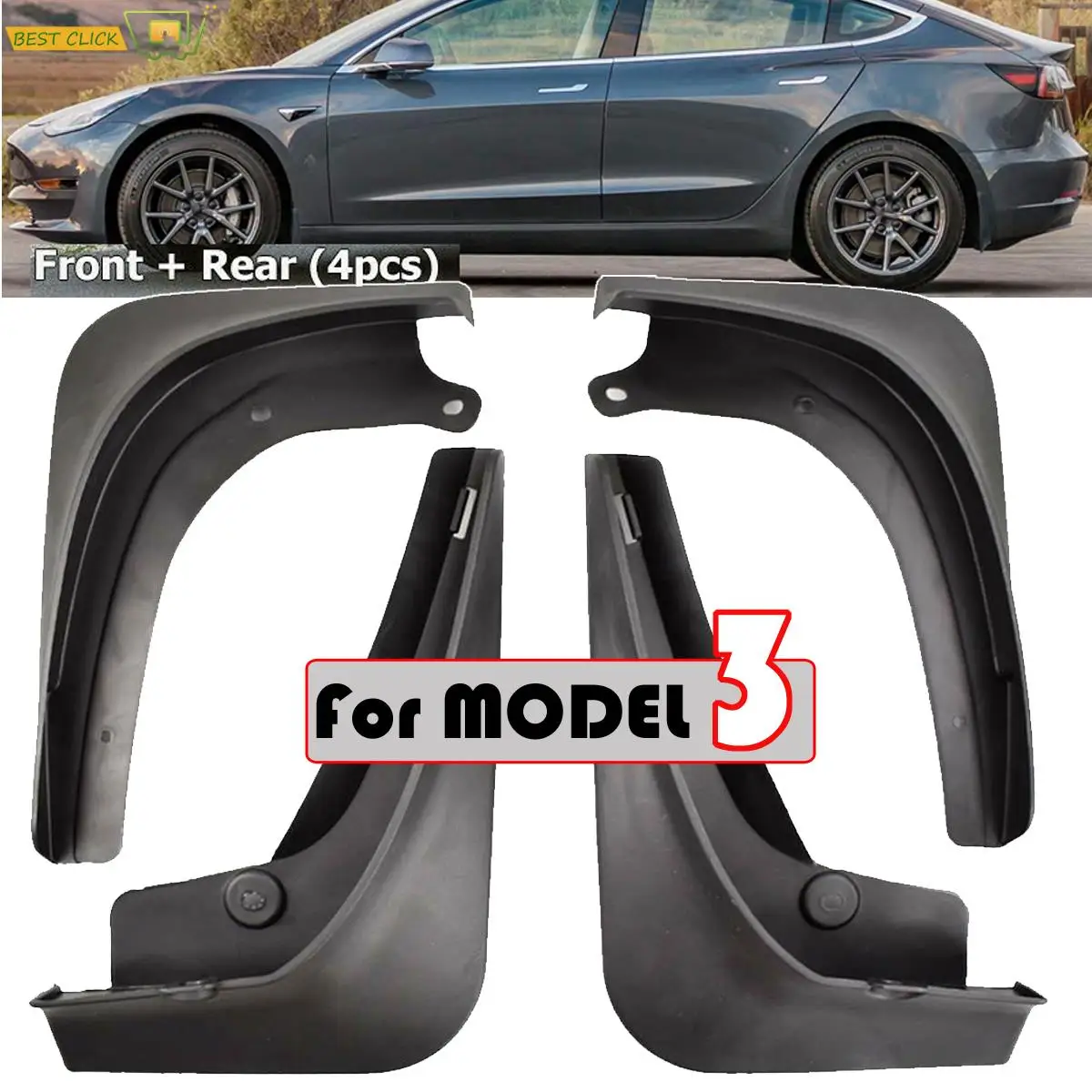 For Tesla Model 3 2016 2017 2018 2019 2020 2021 Mud Flap Splash Guards Mudguards Front Rear Fender Protector Racing Car Mudflaps