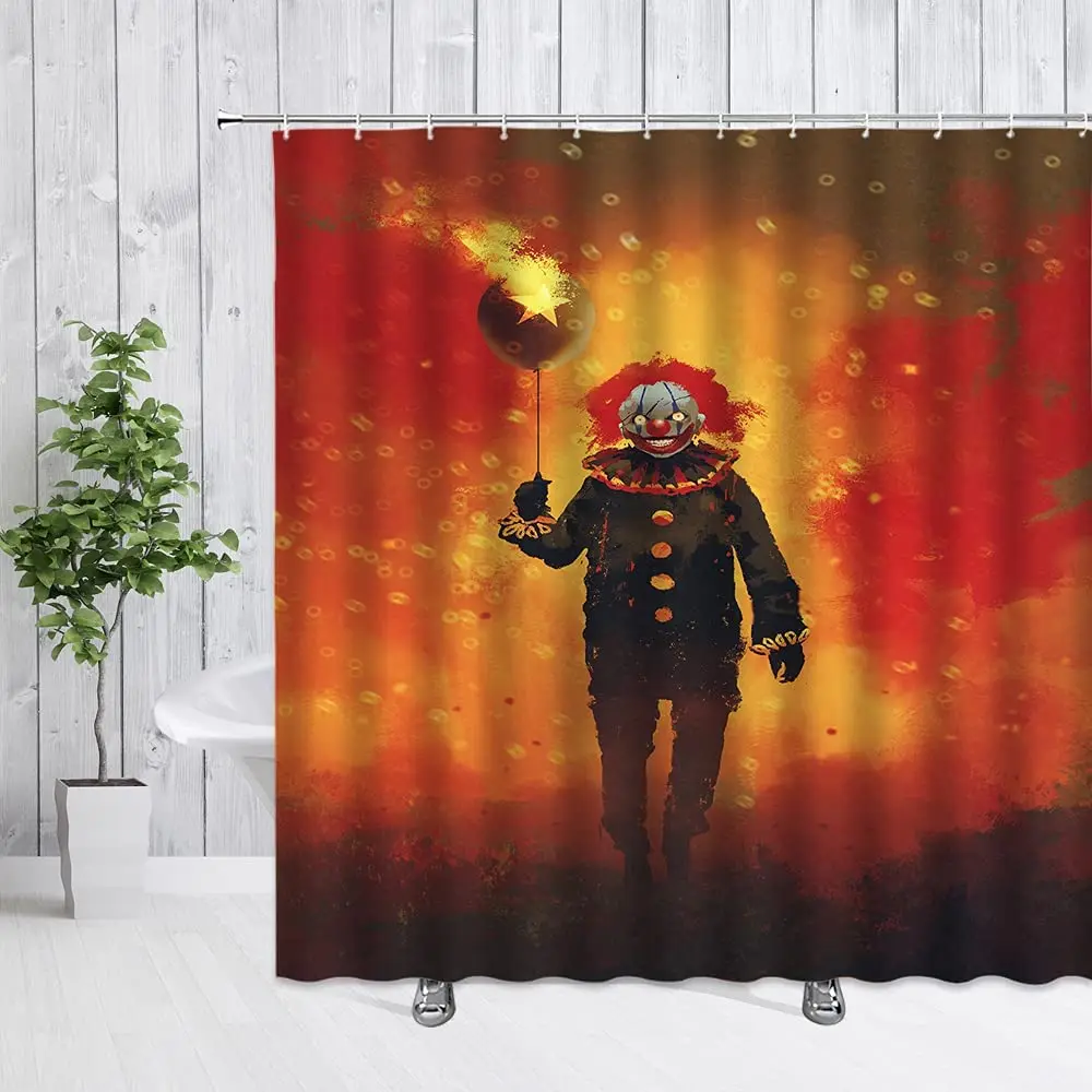 Clown Retro By Ho Me Lili Shower Curtain Halloween Decor Weird With Heavy Makeup Evil Vintage Clothes Balloon Art Print