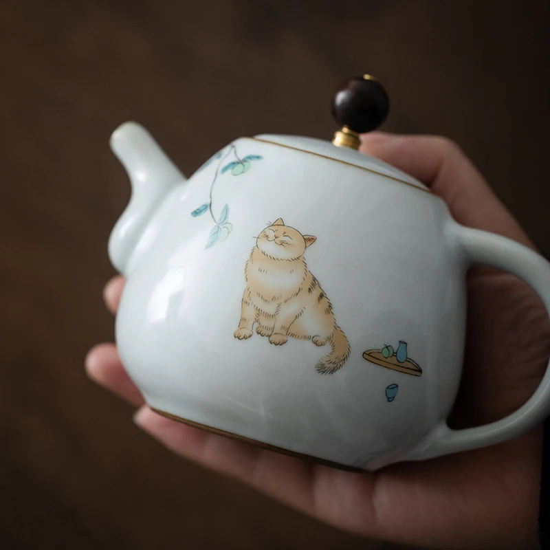 LUWU cute cat ceramic teapot traditional chinese tea pot 280ml