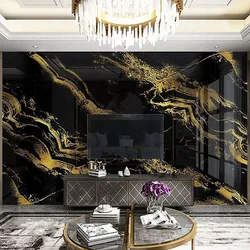 Custom Photo Wallpaper Home Decor 3D Black Gold Imitation Marble Waterproof Modern Living Room Bedroom TV Background Wall Mural