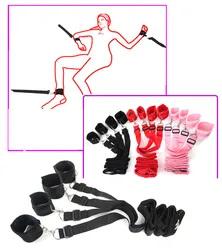 Soft Plush Sex Bed Strap BDSM Bondage Restraint Handcuffs& Ankle Cuffs Kit On Bed Sex Toys For Woman Couples Adult Game