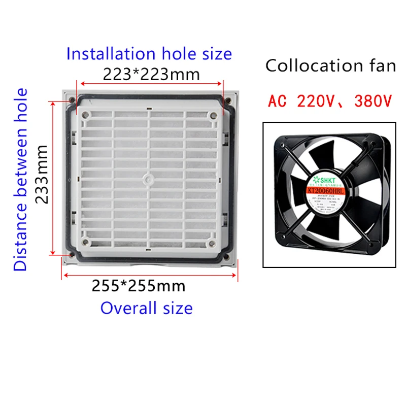 Ensemble de filtres de ventilation d\'armoire, couvercle de volets, grilles de ventilateur, persiennes, ventilateur d\'accès au ventilateur