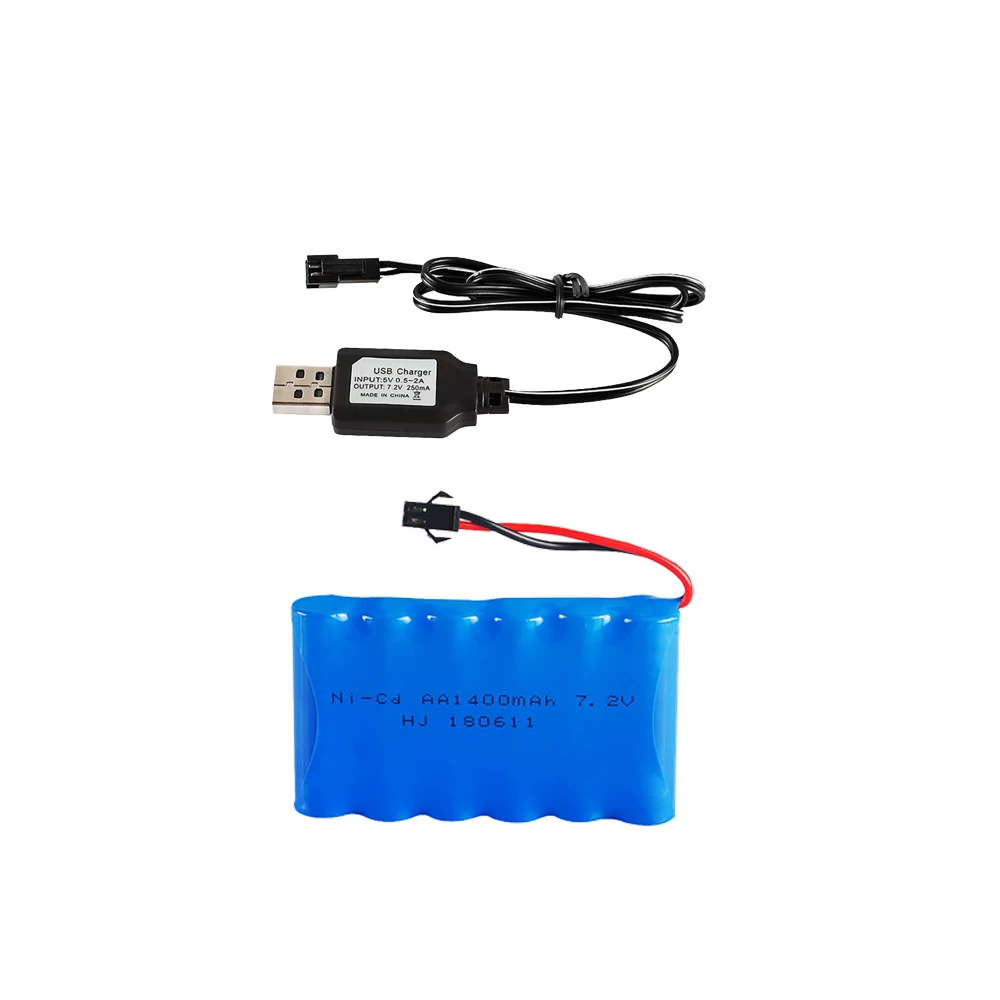 7.2V 1400MAh Pin Ni-Cd Pin Sạc Với Bộ Củ Sạc Cho RC Xe Ô Tô Robot Xe Tăng Xe Lửa súng Thuyền Phần SM Cắm