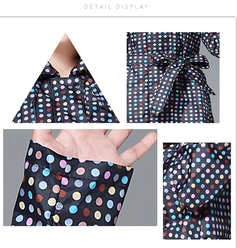 Fashion Colorful Dot Rain Cover Long Raincoat Women Belt Long Waterproof Breathable Outdoor Tourism