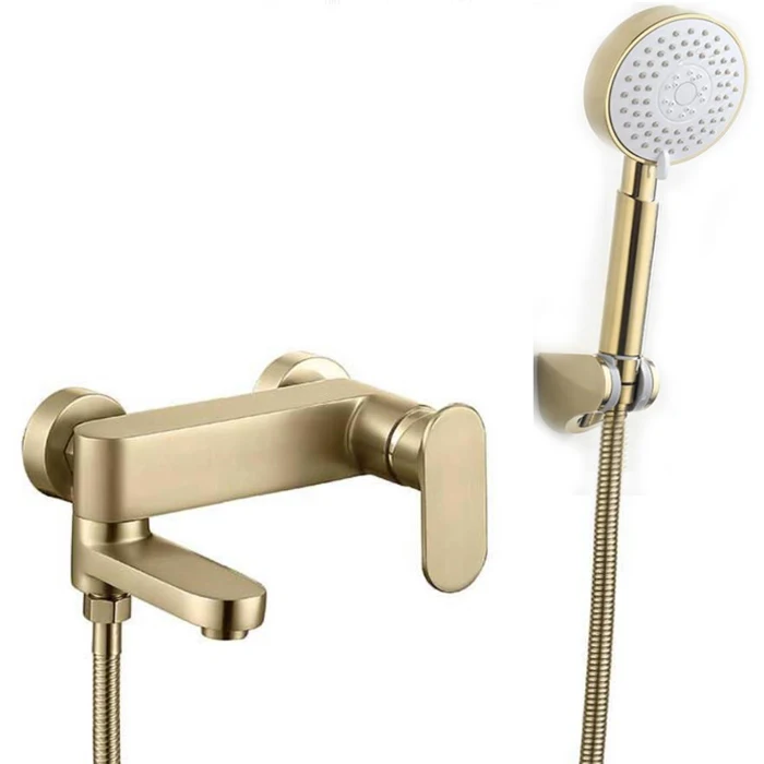 Wall Mounted Triple brushed gold Bathtub Faucet Valve Bathroom Shower Faucets Bath Shower Mixers  Water Mixing Valve Tap BF090