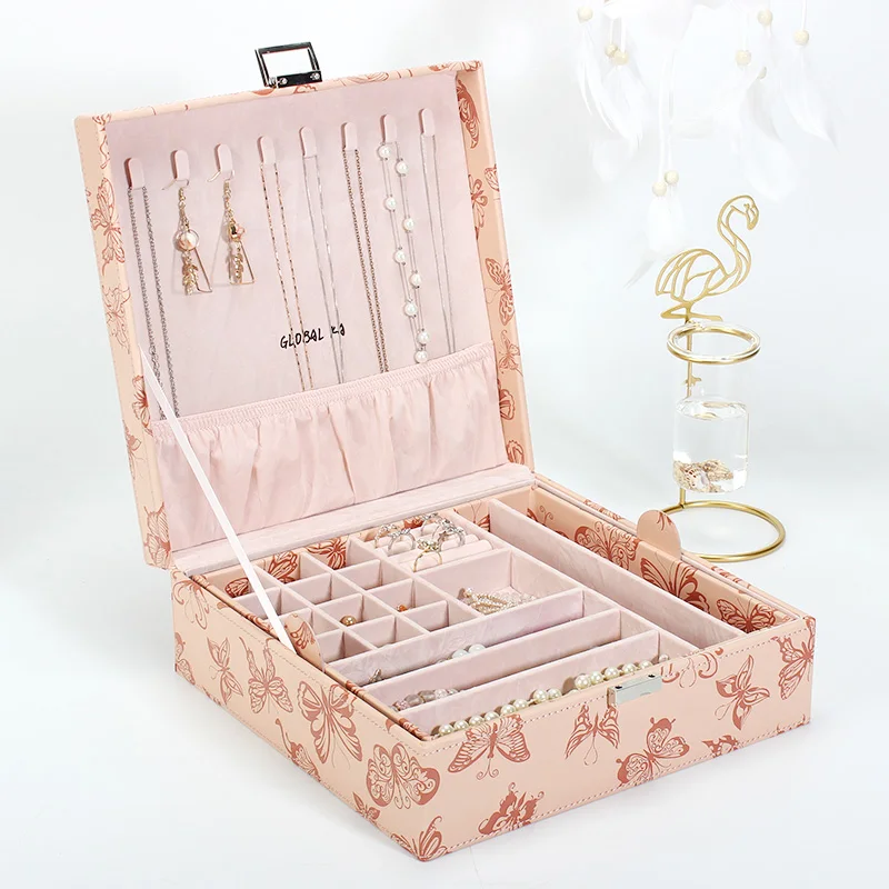 Jewelry Box Female Jewelry Storage Box Large Capacity Ring Box Princess European Portable Multi-Layer Case for Jewelry Gift Box