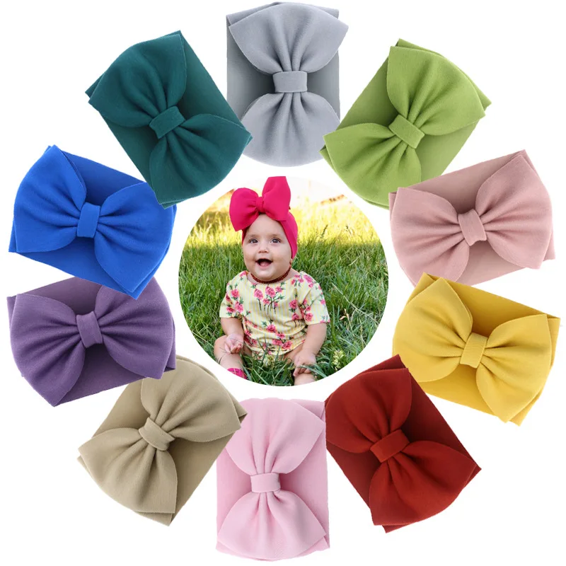 

17 Colors Baby Girls Topknot Hair Band Cotton Fabric Bows Puff Headband Handtied Hair Bows Headband Children Girl Party Headwear