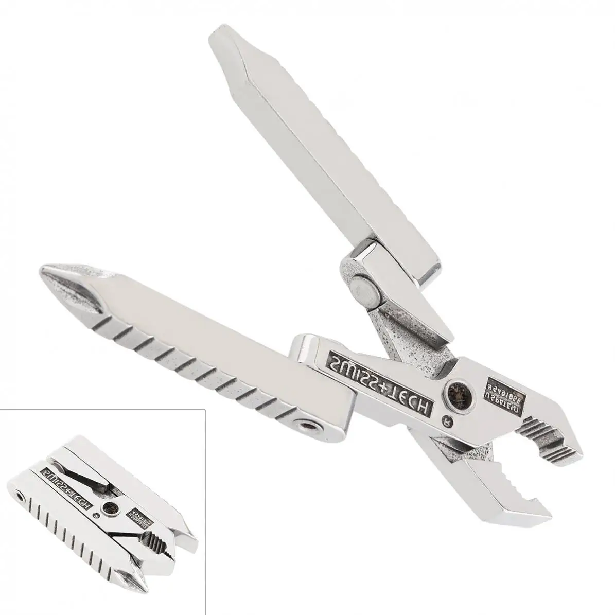 Multifunctional Mini 420 Stainless Steel Foldable Plier Clamp with Straight Screwdriver and Cross Screwdriver for Keychain Tool