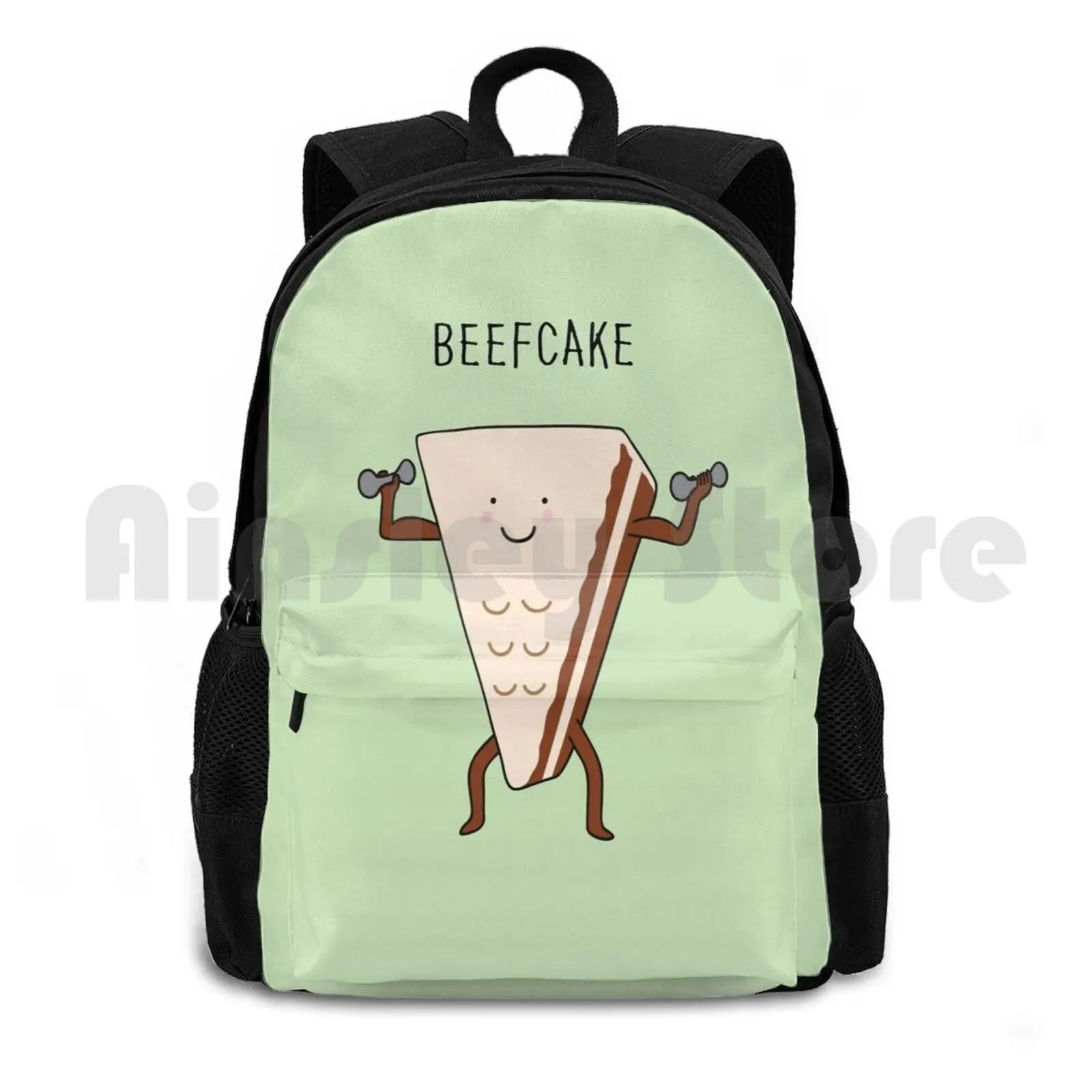 

Outdoor Hiking Backpack Waterproof Camping Travel Cake Muscular Workout Cool Six Packs Beefy Cute Funny Humor Weights Pun