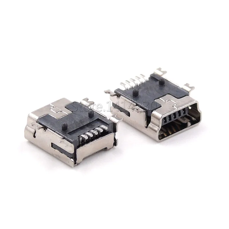 Mini USB SMD 5 Pin hembra Mini B enchufe conector, 10 piezas