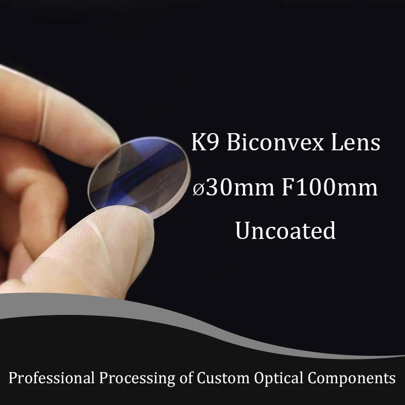 Optical Glass K9 Optics Double Convex Mirror 30mm Diameter 100mm Focal Length Projector Lenses Physics Experiment Teaching Tool
