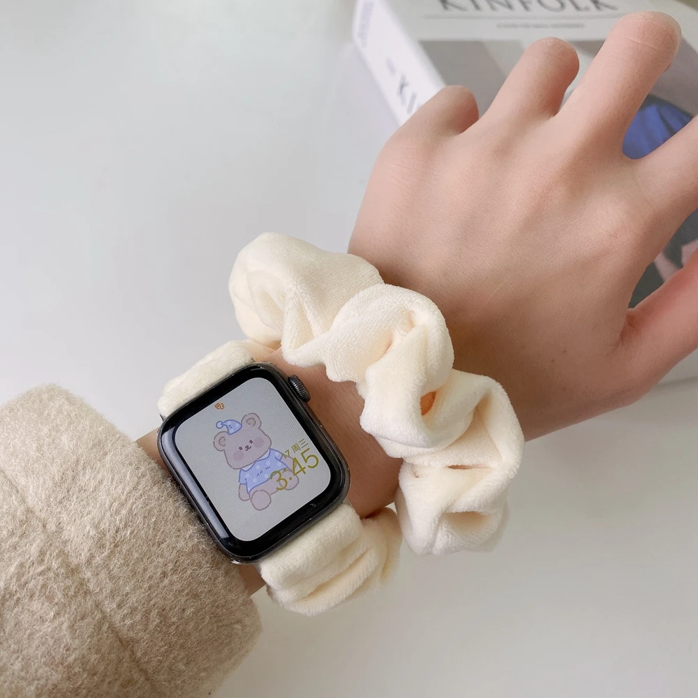 40/44mm 7 6 5 Lady Loop 49mm Ultra for Apple Watch Band 38/42mm 4 3 2 1 Silky Plush Strap for Iwatch 41/45mm Stretchy Scrunchies