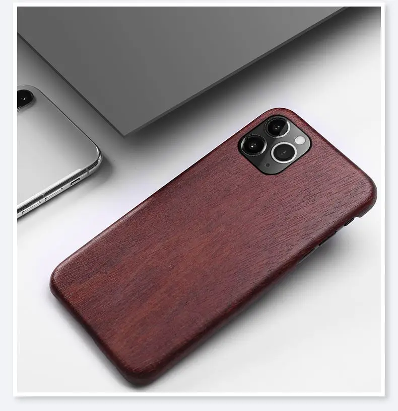 For iPhone 15 14 13 11 12 Pro MAX Mini XS XR 7 8 Plus MAHOGANY ebony Wooden Case Coque Luxury Cherry Wood Phone Hard Cover