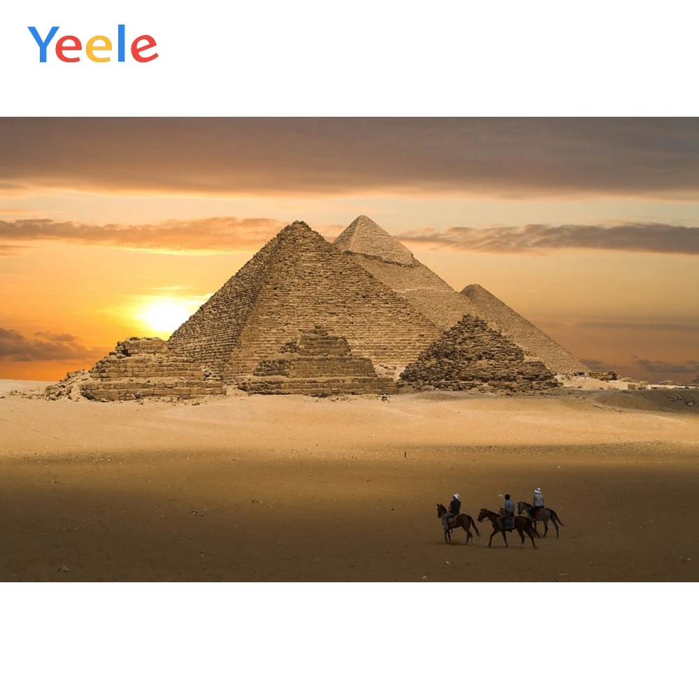 

Yeele Egyptian Pyramids Horse Cowboy Sunset Nature Scenery Photo Background Photography Backdrops for Photo Studio Photophone