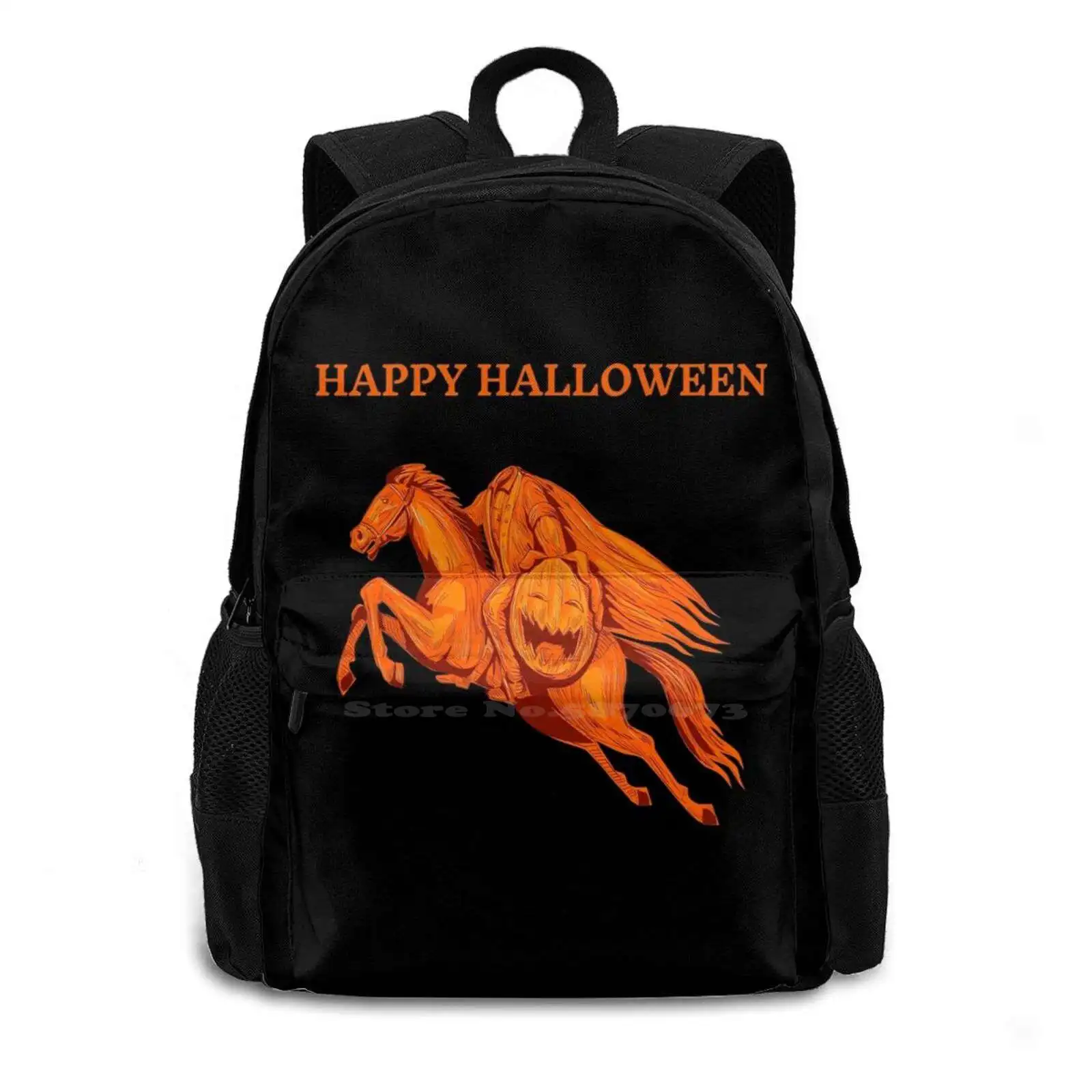 Headless Happy Halloween School Bags For Teenage Girls Laptop Travel Bags Headless Happy Halloween Creepy Sleepy Hollow Ichabod